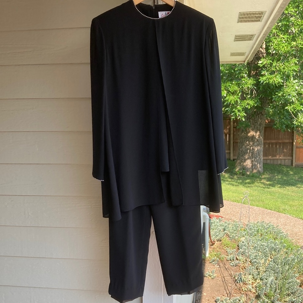 Vintage Caron Black Women's Pantsuit Made in USA